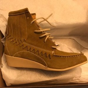 New in box Fair Trade, ethical suede booties